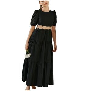 Charlie Holiday S Anthropologie Black Andrea Maxi Dress Cut Out Gold Loop